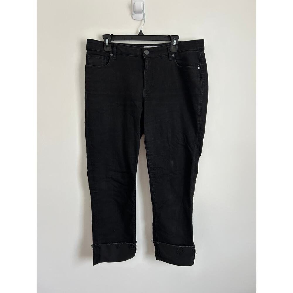 Loft Curvy Straight Black High Waist Crop Jeans 32 / 14 - Picture 3 of 10